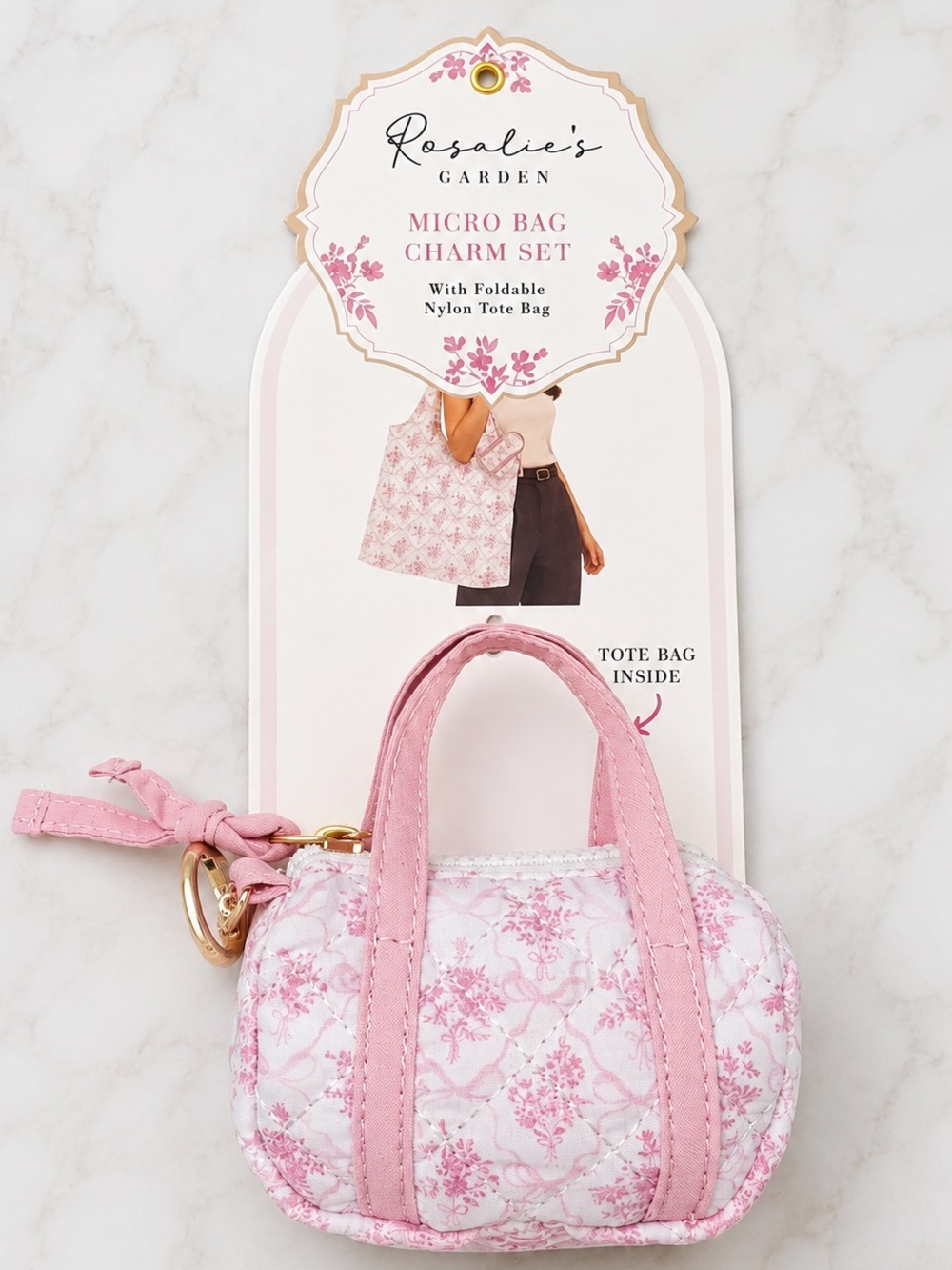Pink Tote bag & Micro Bag Charm